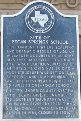 Site of Pecan Springs School Marker image. Click for full size.