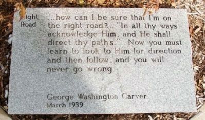 George Washington Carver's Thoughts Marker. Click for full size. George Washington Carver's Thoughts Marker image. Click for full size.