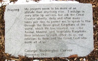 George Washington Carver's Thoughts Marker. Click for full size. George Washington Carver's Thoughts Marker image. Click for full size.