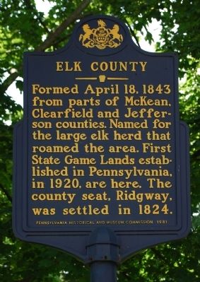 Elk County Marker. Click for full size. Elk County Marker image. Click for full size.