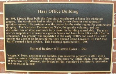 Haas Warehouse Building Marker image. Click for more information.