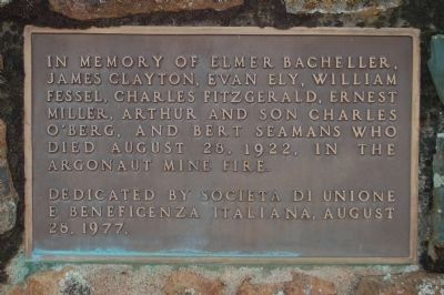 Memorial plaque to the Victims of Argonaut Mining Tragedy image. Click for full size.