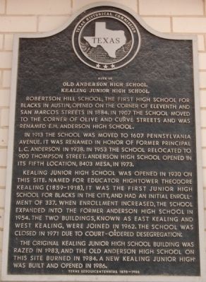 Site of Old Anderson High School / Kealing Jr. High Marker image. Click for full size.