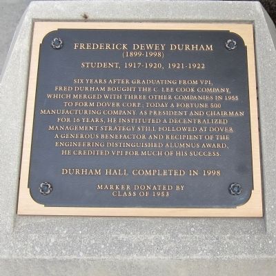 Frederick Dewey Durham Marker. Click for full size. Frederick Dewey Durham Marker image. Click for full size.