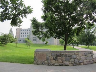 Wall plaque 200 feet west of Holden Hall. Click for full size. Wall plaque 200 feet west of Holden Hall image. Click for full size.