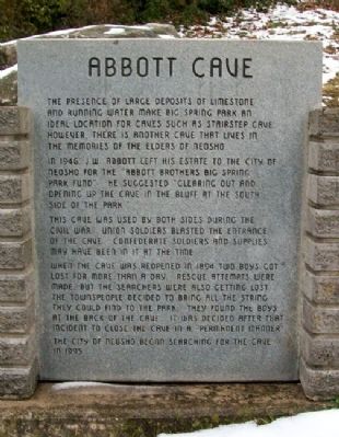 Abbott Cave Marker. Click for full size. Abbott Cave Marker image. Click for full size.