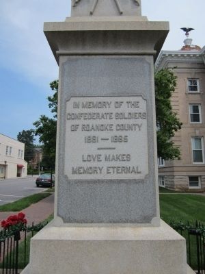 Roanoke County Confederate Monument (front). Click for full size. Roanoke County Confederate Monument (front) image. Click for full size.