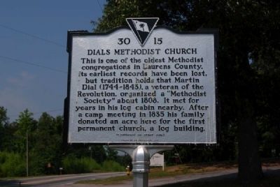 Dials Methodist Church Marker -<br>Front image. Click for full size.
