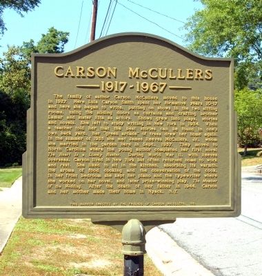 Carson McCullers Marker. Click for full size. Carson McCullers Marker image. Click for full size.