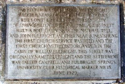 First Cabin in Springfield Marker. Click for full size. First Cabin in Springfield Marker image. Click for full size.