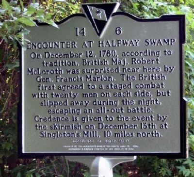 Encounter at Halfway Swamp Marker image. Click for full size.