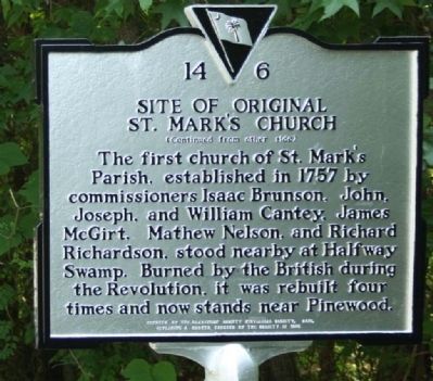Site of Original St. Mark's Church Marker image. Click for full size.