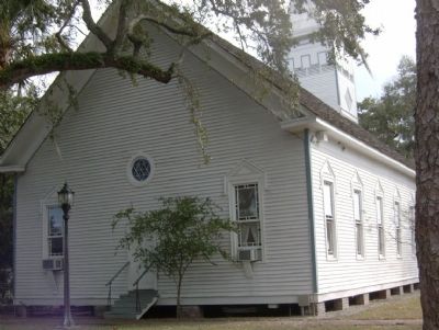 Rear of Church and Stained Glass Window image. Click for full size.