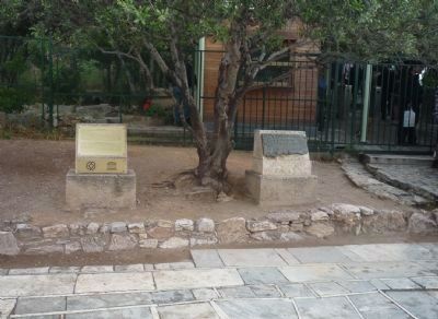 The UNESCO marker seen with a local marker erected in1983 near the Acropolis visitors' entrance. Click for full size. The UNESCO marker seen with a local marker erected in1983 near the Acropolis visitors' entrance image. Click for full size.