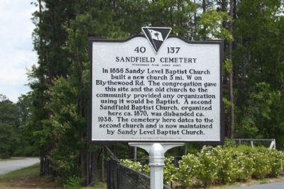 Sandfield Cemetery Marker image. Click for full size.