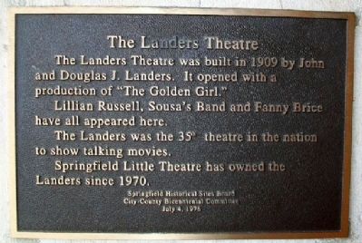 The Landers Theatre Marker image. Click for full size.