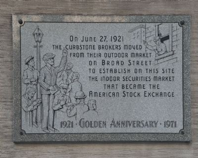American Stock Exchange Marker. Click for full size. American Stock Exchange Marker image. Click for full size.