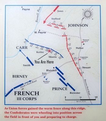Troop alignments across the open fields on Payne's Farm image. Click for full size.