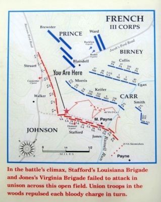 Confederate attack across the open fields of Payne's Farm image. Click for full size.