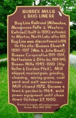 Sussex Mills and Bug Line RR Marker image. Click for full size.