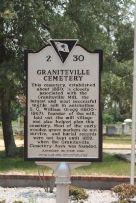 Graniteville Cemetery Marker image. Click for full size.