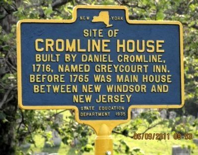 Close up of repainted and recently reinstalled Site of Cromline House Marker. Click for full size. Close up of repainted and recently reinstalled Site of Cromline House Marker image. Click for full size.