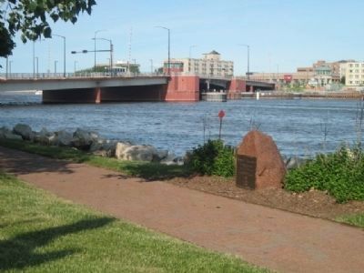 Tocqueville Marker and Ray Nitschke Bridge in background image. Click for full size.