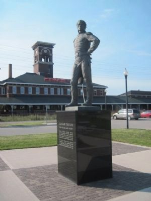 Zachary Taylor Marker and Titletown Brewery in background image. Click for full size.