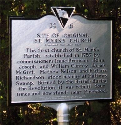 Encounter At Halfway Swamp / Site Of Original St. Mark's Church Marker image. Click for full size.