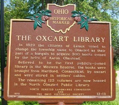 The Oxcart Library Marker image. Click for full size.