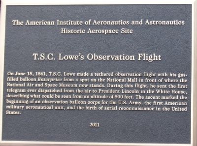 T.S.C. Lowe's Observation Flight Marker image. Click for full size.