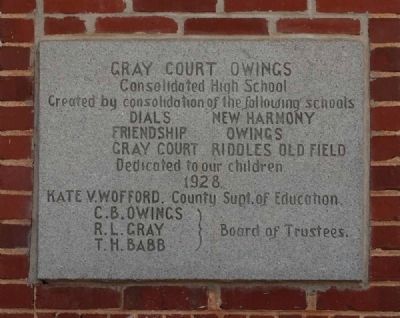Gray Court Owings Consolidated High School Marker image. Click for full size.