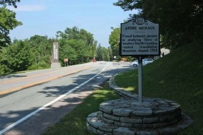 Andre Michaux Marker, looking north along US 221 at Grandfather Mountain image. Click for full size.