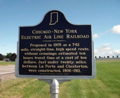 Obverse View - - Chicago - New York Electric Air Line Railroad Marker image. Click for full size.