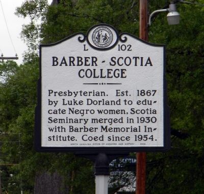 Barber-Scotia College Marker. Click for full size. Barber-Scotia College Marker image. Click for full size.