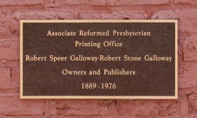 Associate Reformed Presbyterian Printing Office Plaque image. Click for full size.