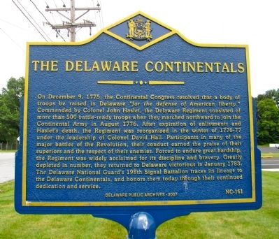 The Delaware Continentals Marker image. Click for full size.
