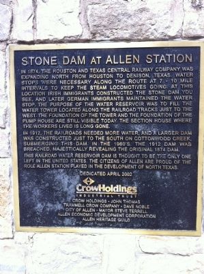 Stone Dam at Allen Station Marker image. Click for full size.