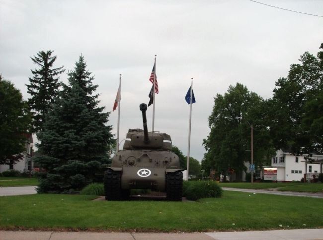W.W.II Triangle Memorial Marker - - M-4 Sherman Tank image. Click for full size.