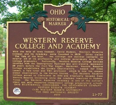 Western Reserve College and Academy Marker image. Click for full size.