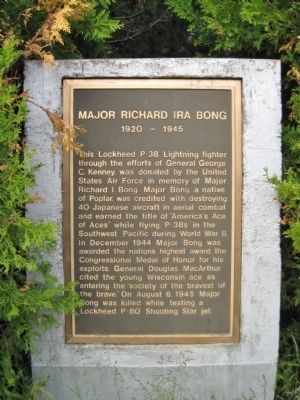 Major Richard Ira Bong Marker. Click for full size. Major Richard Ira Bong Marker image. Click for full size.