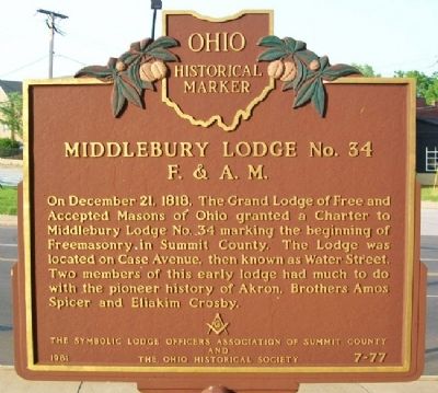 Middlebury Lodge No. 34 F.&A.M. Marker image. Click for full size.