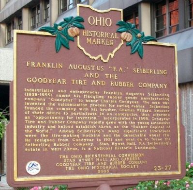 Franklin Augustus "F. A." Seiberling and The Goodyear Tire and Rubber Company Marker image. Click for full size.