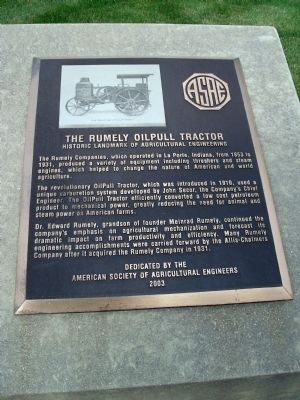 Rumely OilPull Tractor Marker. Click for full size. Rumely OilPull Tractor Marker image. Click for full size.