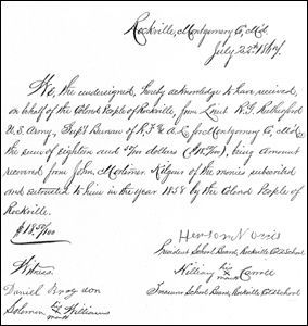 Red Brick Courthouse Marker: close-up of a receipt reproduced on marker image. Click for full size.
