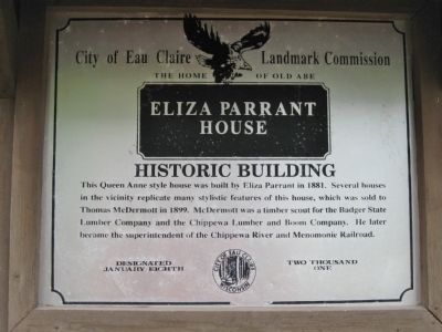 Eliza <i>Parrant</i> House Marker image. Click for full size.