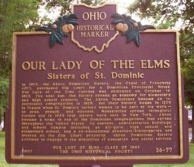 Our Lady of the Elms Marker (Side B) image. Click for full size.