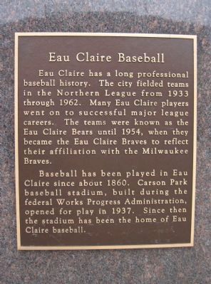 Eau Claire Baseball Marker image. Click for full size.