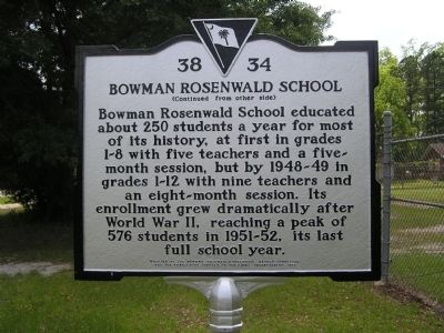Bowman Rosenwald School Marker image. Click for full size.