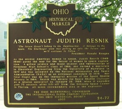 Astronaut Judith Resnik Marker image. Click for full size.